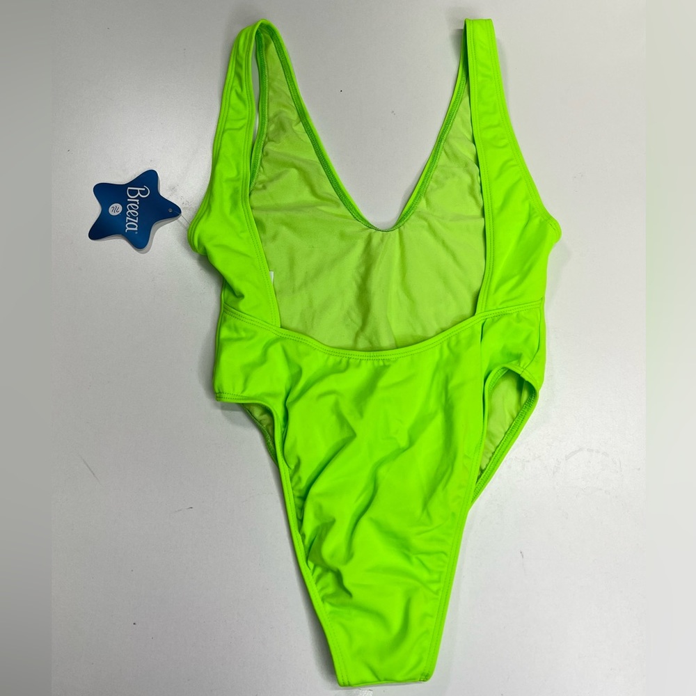Breeza Maillot One Piece Swimsuit in Lime Green New With Tags Size Small - Picture 2 of 10